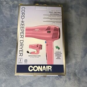 Conair Retractable Cord Keeper Hair Dryer Pink ~New